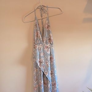 Shein Backless Criss-Cross Plunge Neck Maxi Dress